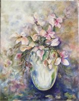 Sue Mowery, oil on canvas “Flowers in a vase”