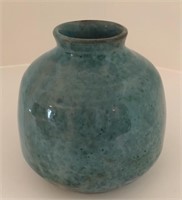 Deichmann vase in blue/green, 4” tall x 4.25” dia.