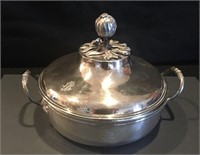 Silver double handled covered casserole