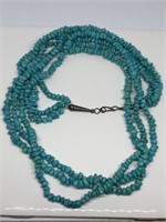 STERLING SILVER & TURQUOISE MULTI STRAND NECKLACE