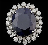 AIGL Certified 17.55 Cts Sapphire Diamond Ring