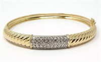 14 Kt Diamond Hinged Bangle Bracelet 1.50 Cts