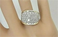 14 Kt Diamond Wide Dome Band Ring 2.00 Cts
