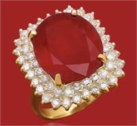 AIGL Certified 15.86 Cts Ruby Diamond Ring