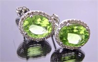 14 Kt Diamond Peridot Halo Style Earrings