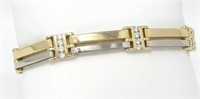 14 Kt Two Tone Diamond Flexible Bar Link Bracelet
