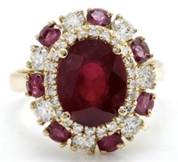 4.90 Cts Natural Ruby Diamond Ring 14 Kt