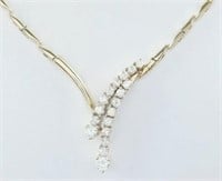 14 Kt Yellow Gold Diamond Necklace 1.00 Ct