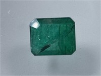 Certified 6.00 Cts Natural Emerald Cut Emerald