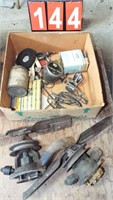 Box of Asst. Gauges, Lamps & 2 Water Pumps