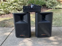 Two speakers and amplifier