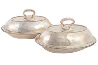 PAIR STERLING COVERED VEGETABLE DISHES