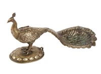 H. K. PLATED FIGURAL PEACOCK