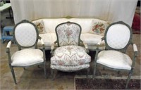 ITALIAN LOUIS XV STYLE CANAPE & (3) CHAIRS