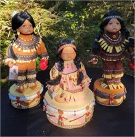 Vintage Goldenvale Porcelain Native American Dolls