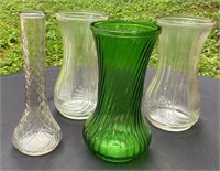 4 Pcs Hoosier Glass Vases