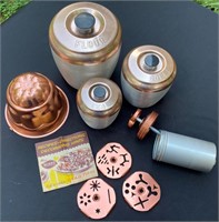 Vintage Aluminum & Copper Canisters, Mold & Cookie
