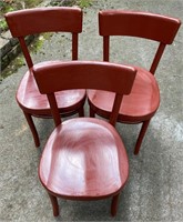 3 Pcs Lacquered Wood Chairs