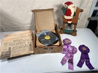 records, antique ribbons, old newspapers