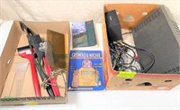 cast iron book & misc electronics
