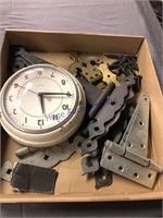 ASSORTED HINGES, OLD CLOCK