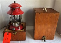 Vintage Coleman lantern in wooden box