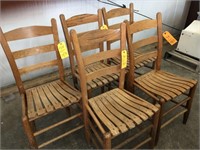 Vintage Oak ladder back chairs x5