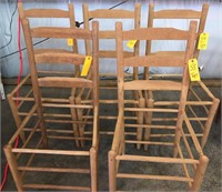 wooden ladder back chairs / need bottom / x5