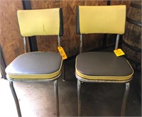 Vintage metal top dining table chairs x 2