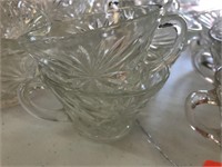 Oatmeal Glass punch bowl cups x18