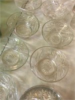 Oatmeal Glass bowls x11 w/ saucers x9