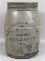 James Hamilton & Co. Greensboro, PA. 2 Gal. Crock