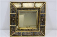 Vintage Painted Wood & Glass Framed Mirror