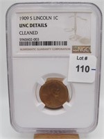 1909 S LINCOLN 1C NGC UNC DETAILS CLEANED