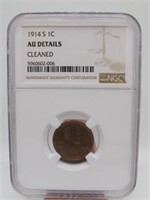 1914 S 1C NGC AU DETAILS CLEANED