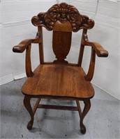 Antique Ornate Oak Chair 16"Deep-*Good Cond*