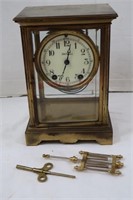 Seth Thomas Brass Cased Mantle Clock-7x5x10