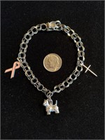 Sterling Charm Bracelet w/3 charms