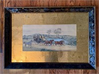 Stage and Horse Print w/Gilt Reverse Glass