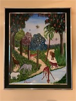 Large Original Oil Folkart Painting (Haitian?)