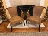 Pair Rattan & Steel Frame Chairs
