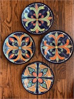 4 Mexican Pottery Plates signed - KE