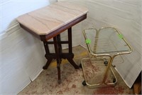 Antique Marble Top Side Table-21Wx15 1/2Dx29'H