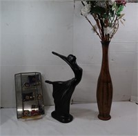 Tall Vase w/Silk Flowers,Ceramic Ballet