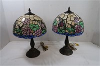 2 Tiffany Style Lamps w/Plastic Shades