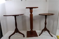 3 Wooden Pedestal Tables