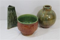 Green & Brown Pottery Vases