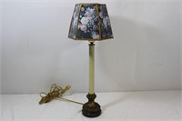 Vintage Candlestick Lamp w/ Floral Paper Shade