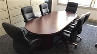 CHERRY CONFERENCE TABLE WITH 6 CHAIRS