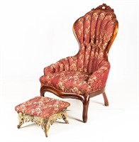 Furniture Wing Back Chair with Footstool